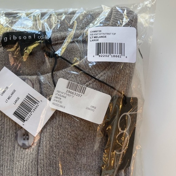 Gibson Look Rib Knit Button Front Henley Sweater - L - Picture 4 of 5